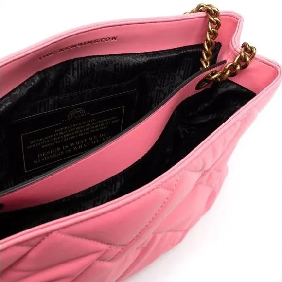Kurt Geiger London Kensington XXL Soft Pink Leather Shoulder Bag NWT Gold Chain - Picture 5 of 5